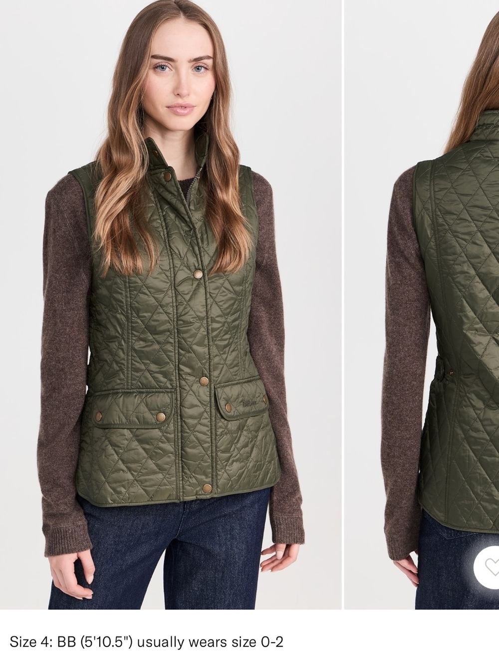 Barbour Otterburn Quilted Gilet Green Sz 6 - Picture 3 of 6
